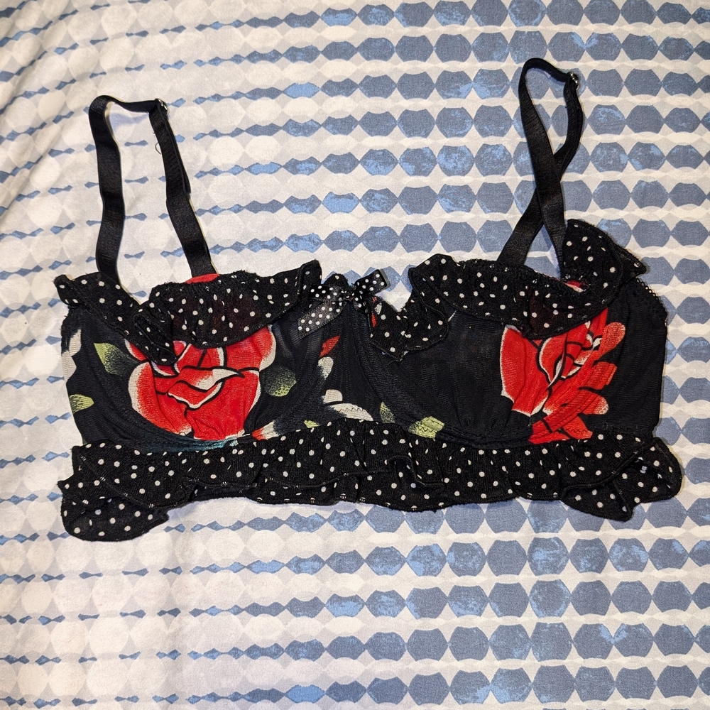Iron Fist Old School Rose Tattoo Bra
